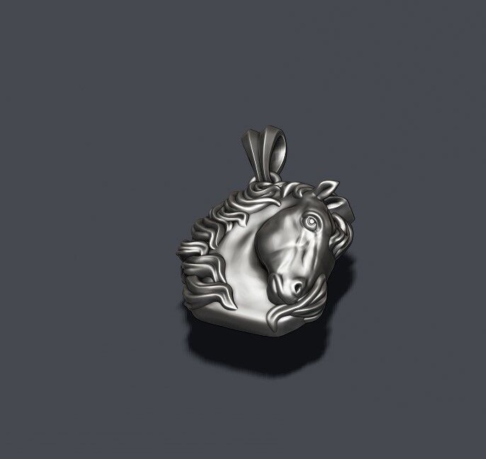 Horse head pendant 3D print model_7