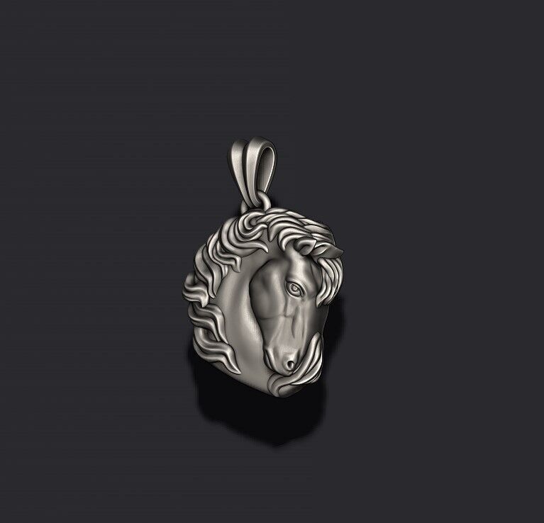 Horse head pendant 3D print model_9