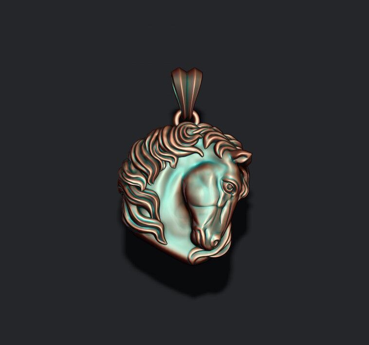 Horse head pendant 3D print model_2