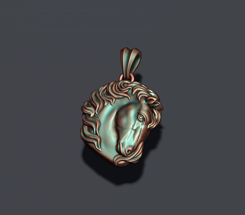 Horse head pendant 3D print model_4