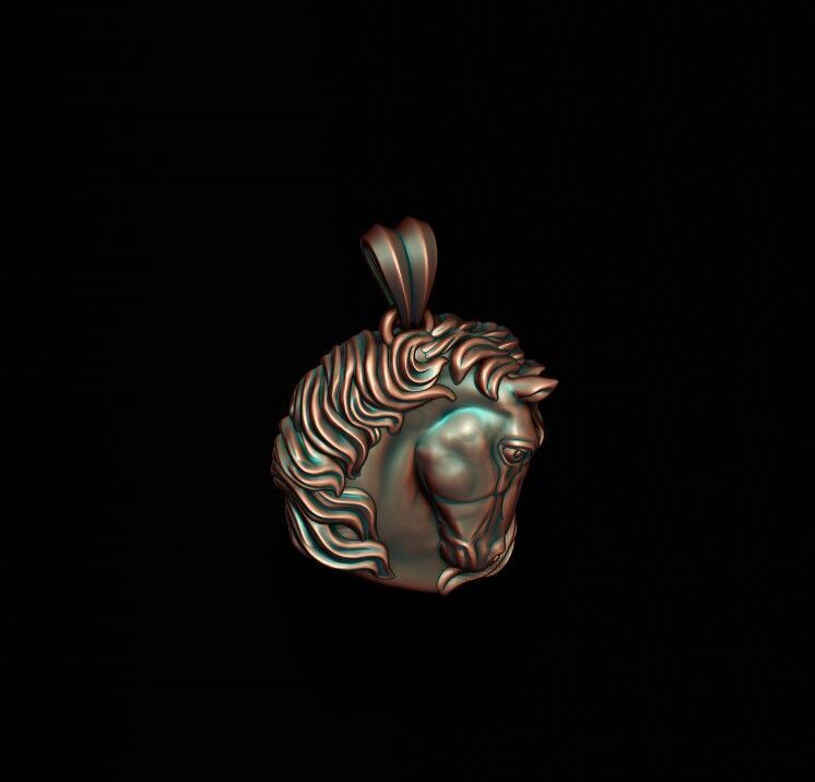 Horse head pendant 3D print model_5