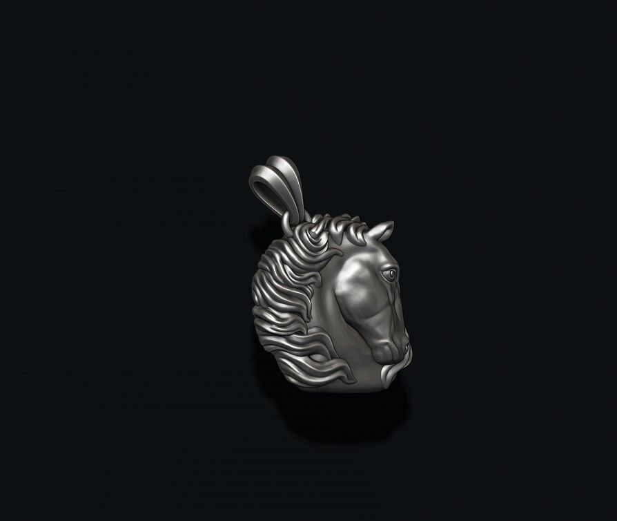 Horse head pendant 3D print model_6