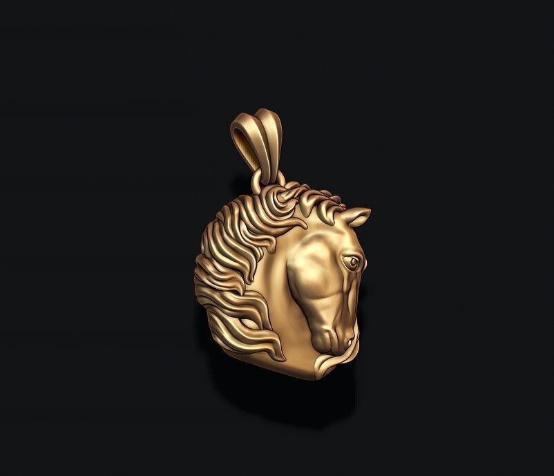 Horse head pendant 3D print model_3
