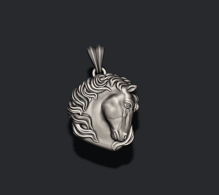 Horse head pendant 3D print model_8