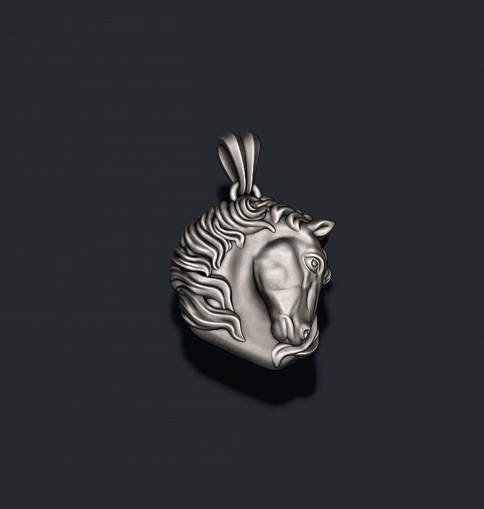 Horse head pendant 3D print model_10