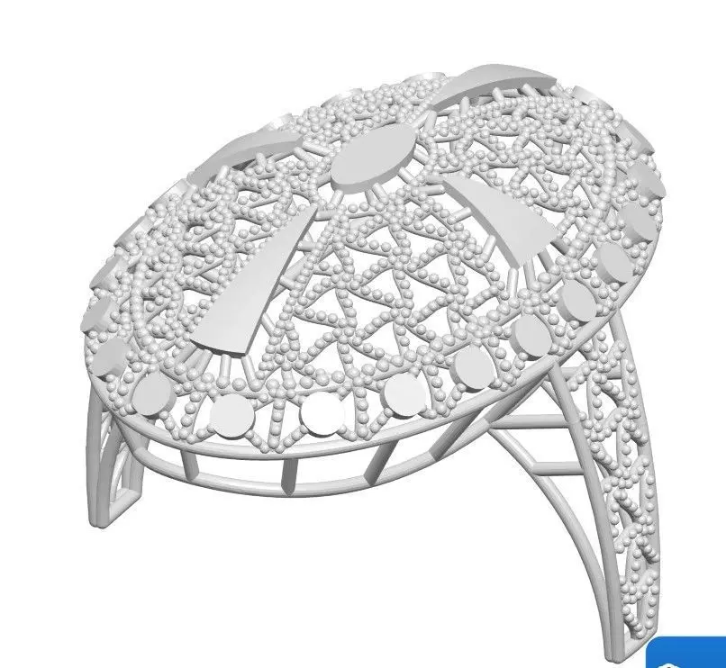 Ring 2 silver with ornate design 3D print model_0