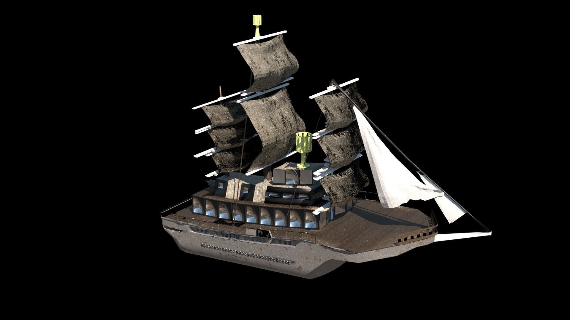 ships pirate ship Low-poly 3D model_2