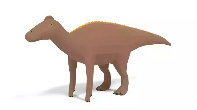 Low Poly Cartoon Edmontosaurus Dinosaur