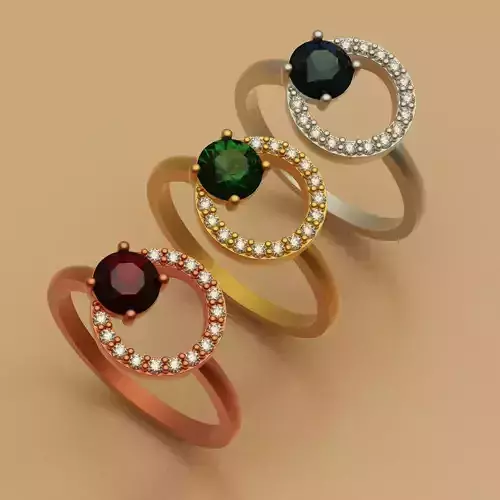 Diamond ring round 3D print model
