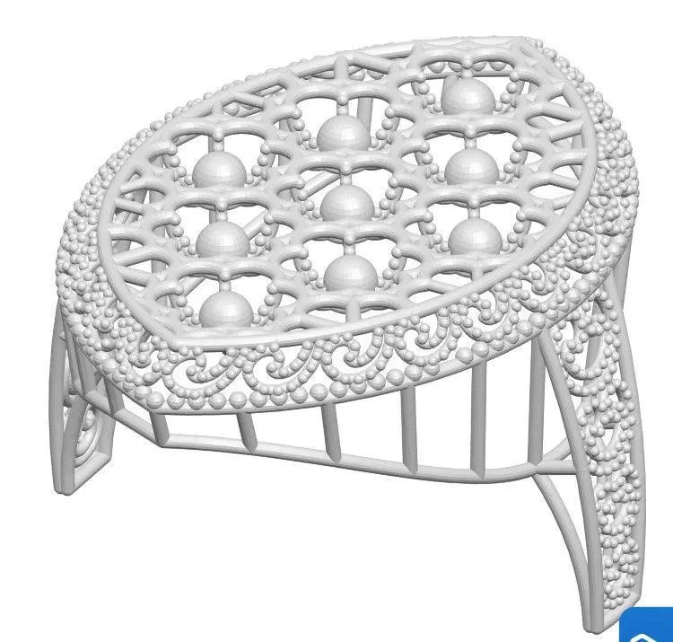 Ring 9 ornately shaped stool 3D print model_0