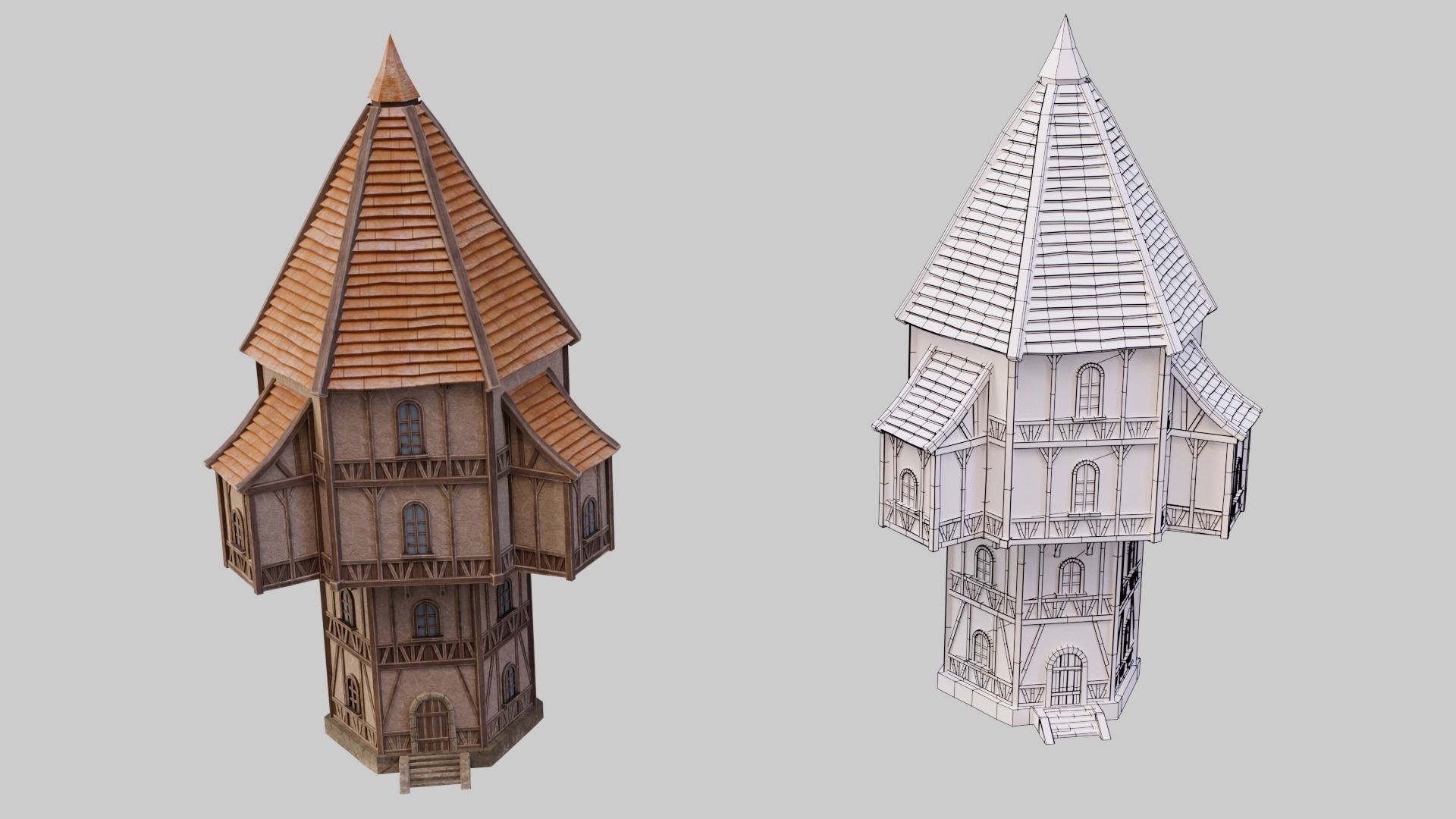 Medieval Buildings  Pack Low-poly 3D model_3