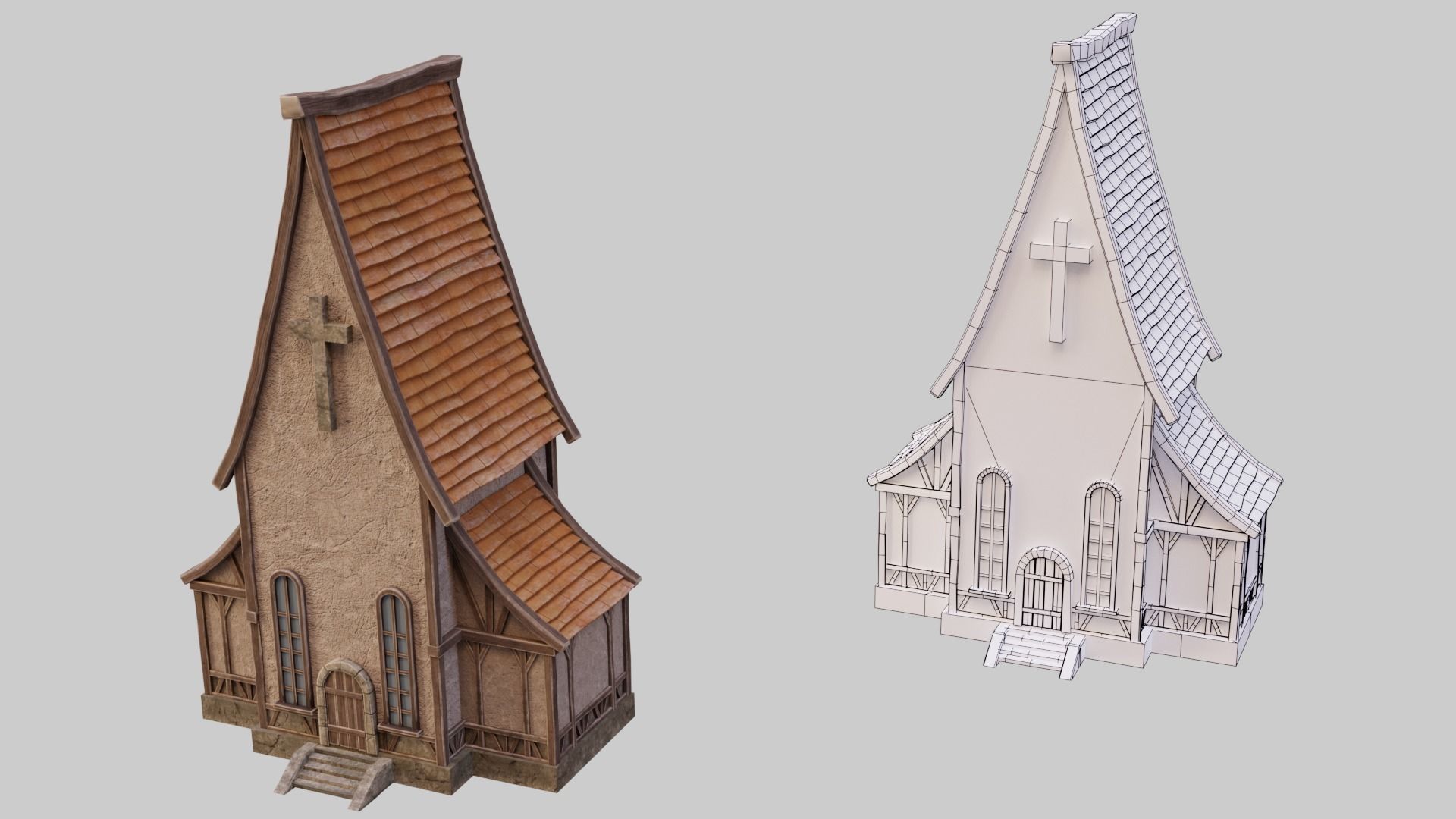 Medieval Buildings  Pack Low-poly 3D model_8