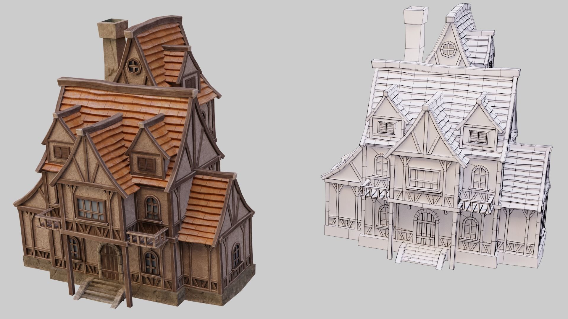Medieval Buildings  Pack Low-poly 3D model_6
