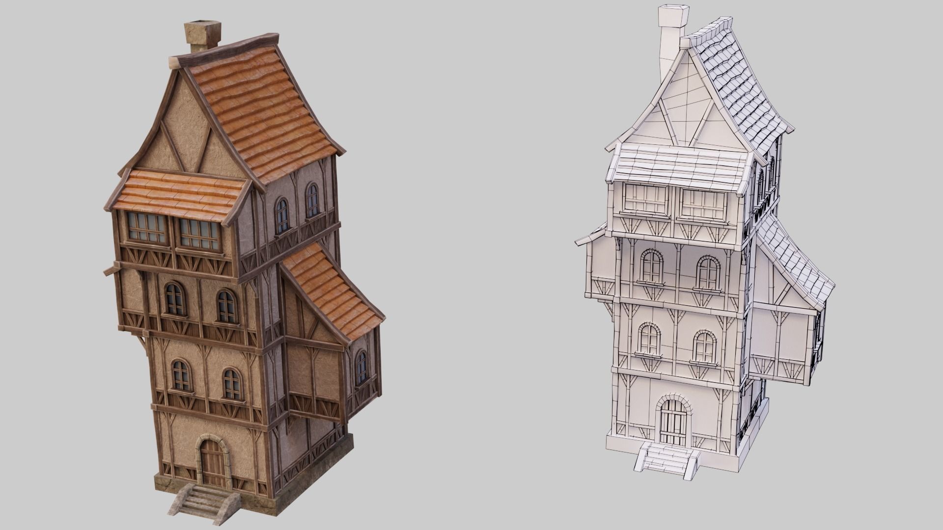 Medieval Buildings  Pack Low-poly 3D model_7