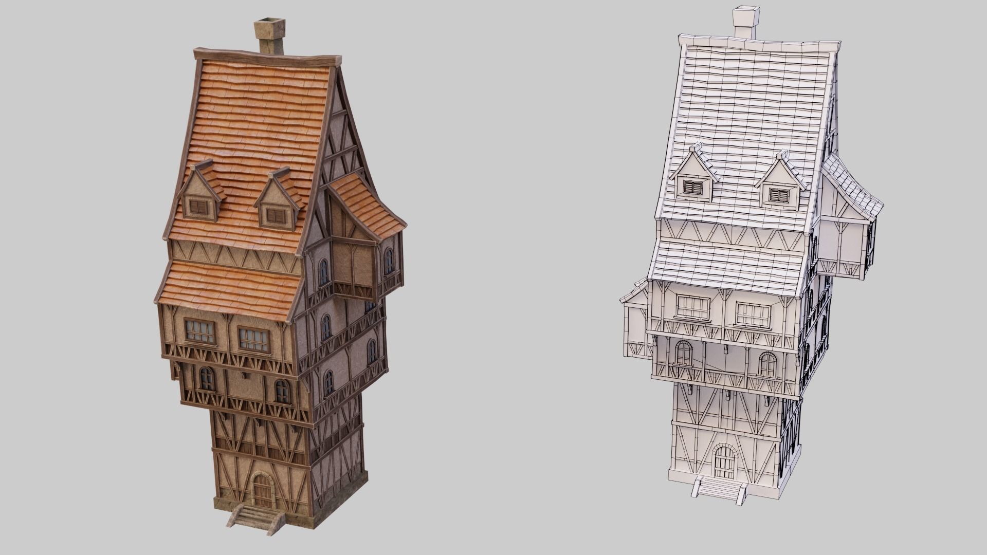 Medieval Buildings  Pack Low-poly 3D model_2