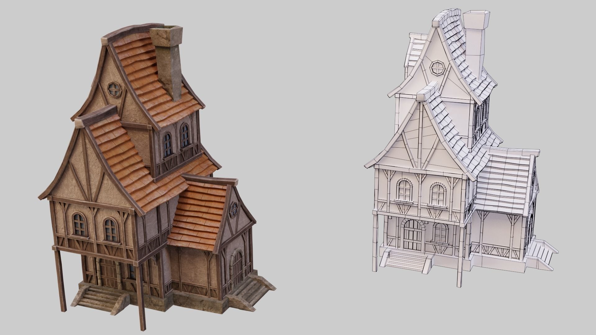 Medieval Buildings  Pack Low-poly 3D model_10