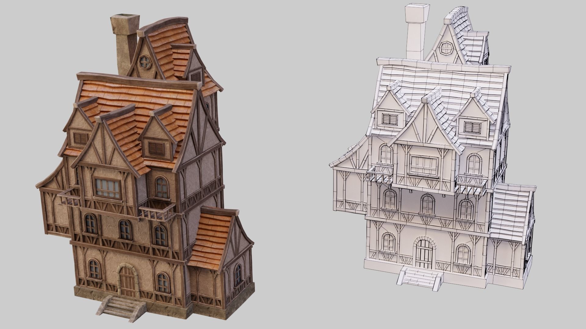 Medieval Buildings  Pack Low-poly 3D model_5