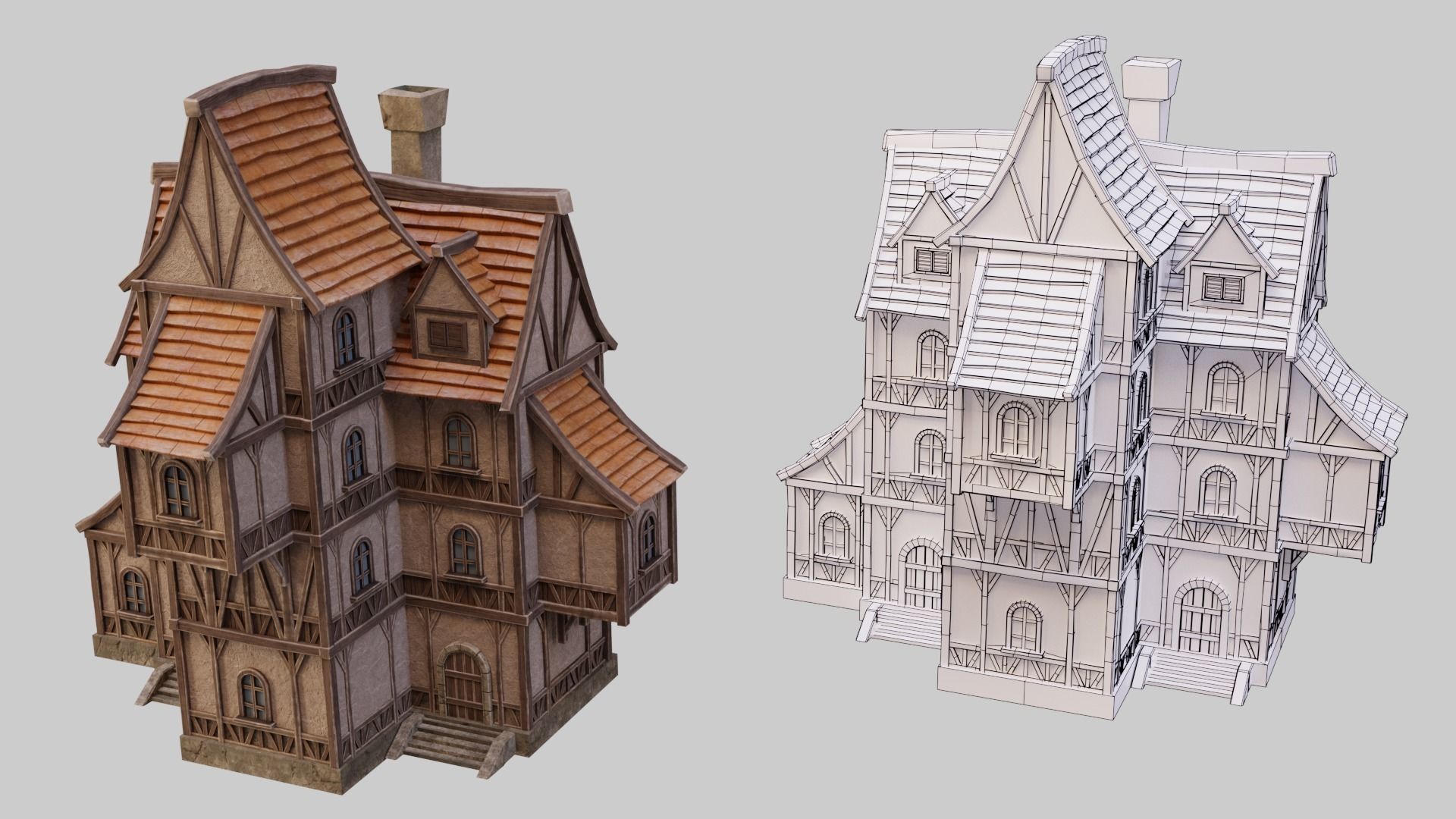 Medieval Buildings  Pack Low-poly 3D model_4