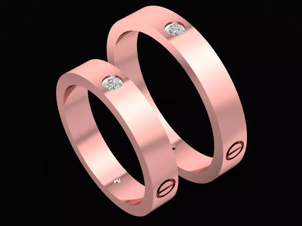 Modern Double Band Diamond Couple Ring 3D Model 2588 3D print model