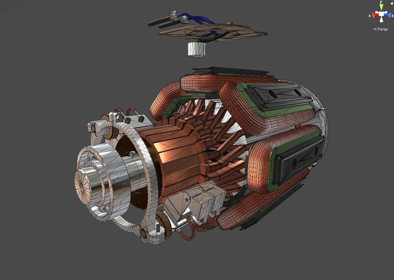 DC electric motor Low-poly 3D model_4