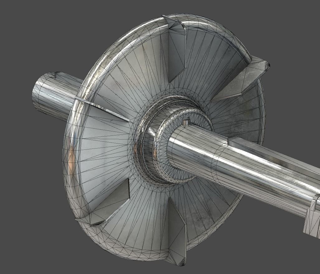 DC electric motor Low-poly 3D model_10