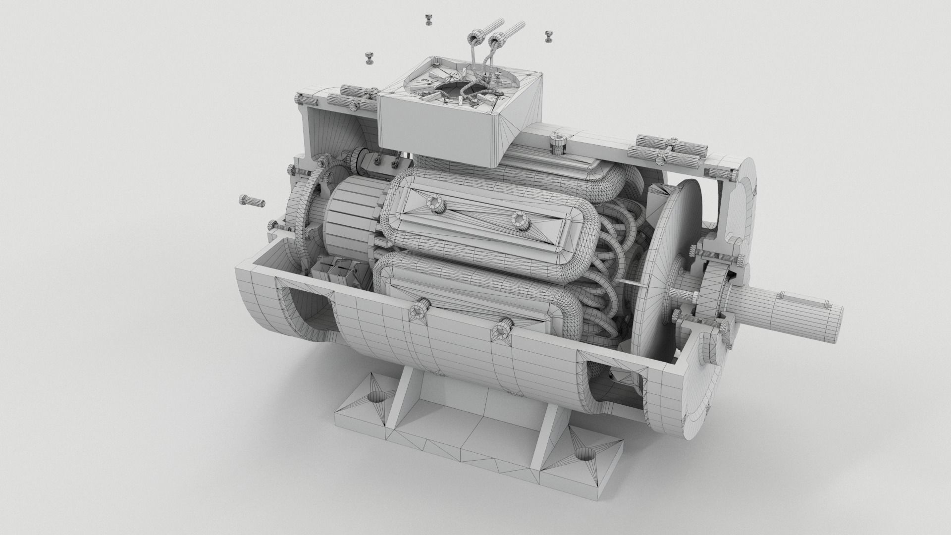 DC electric motor Low-poly 3D model_14