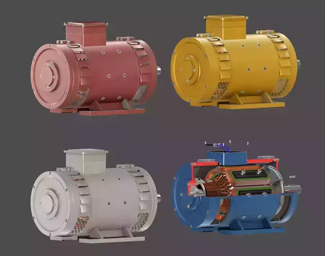 DC electric motor Low-poly 3D model