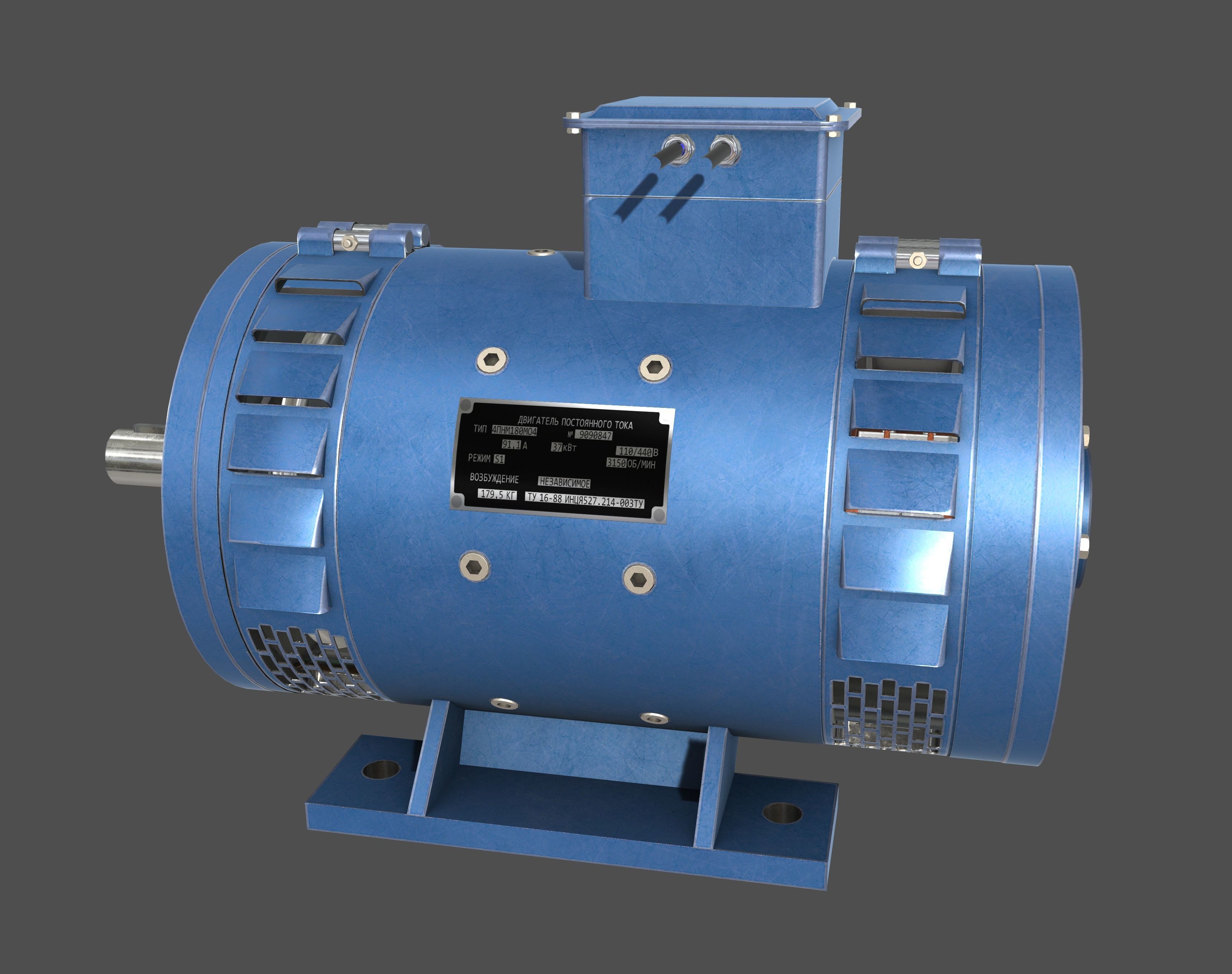 DC electric motor Low-poly 3D model_3