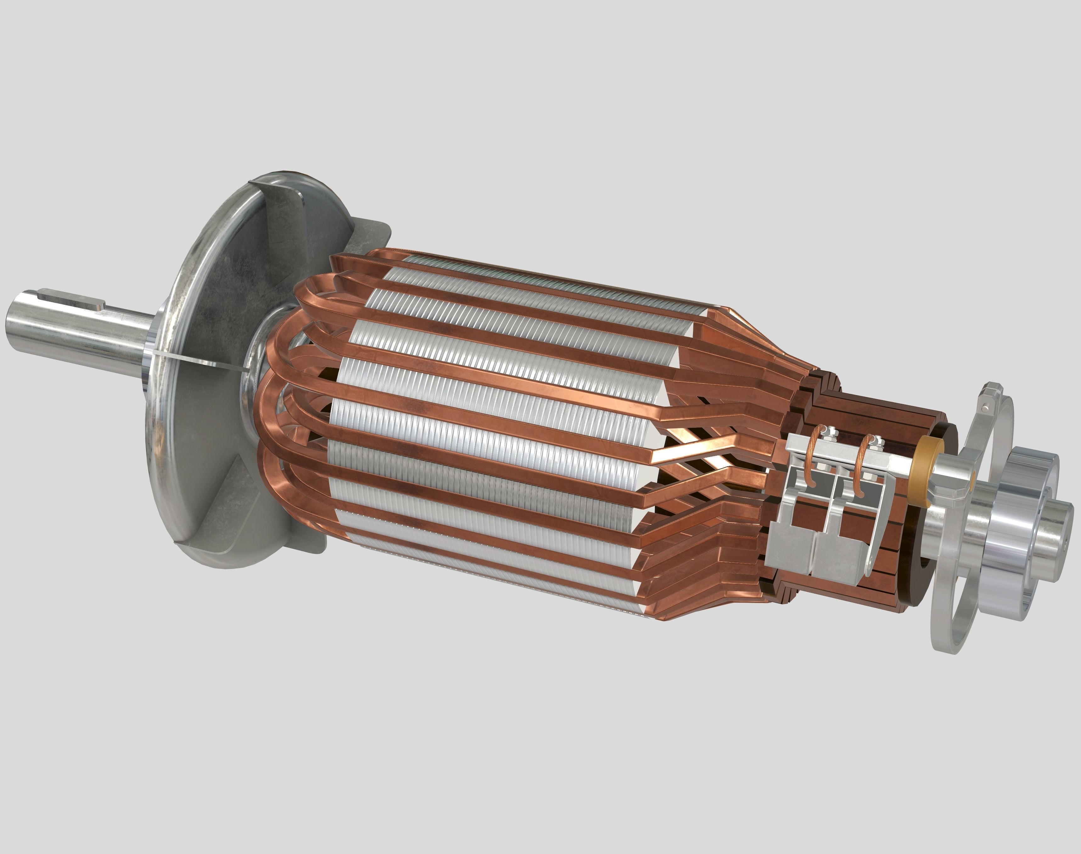 DC electric motor Low-poly 3D model_5