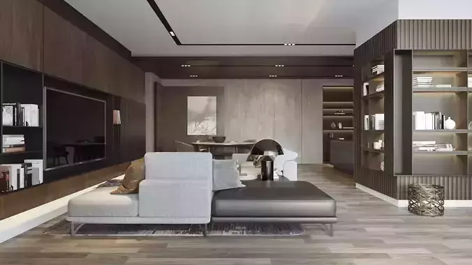 Modern large flat level living room