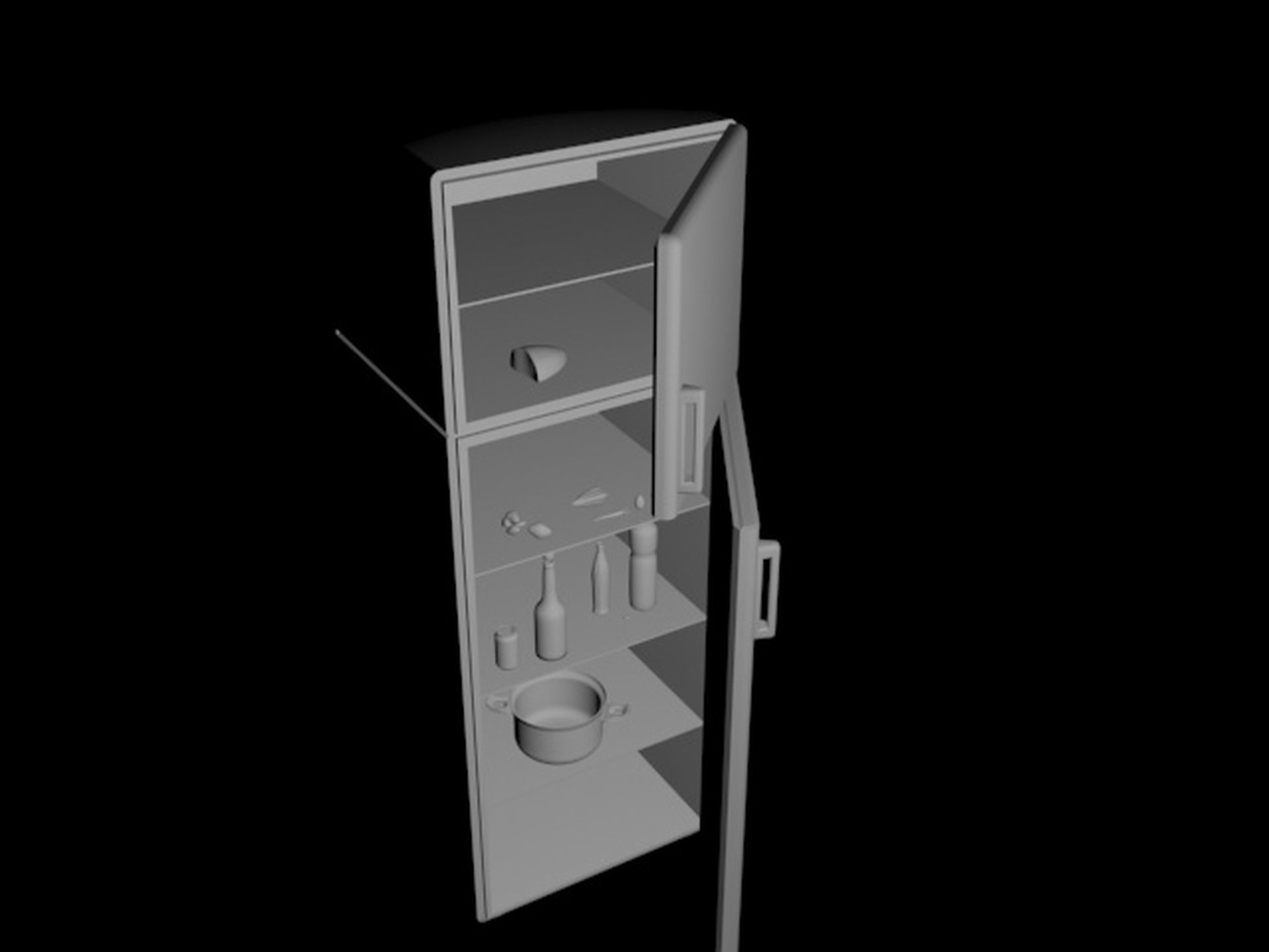 Fridge simple Low-poly 3D model_1