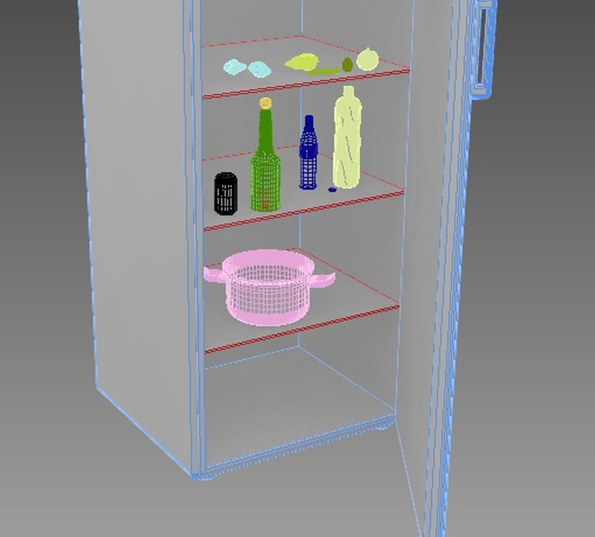 Fridge simple Low-poly 3D model_10