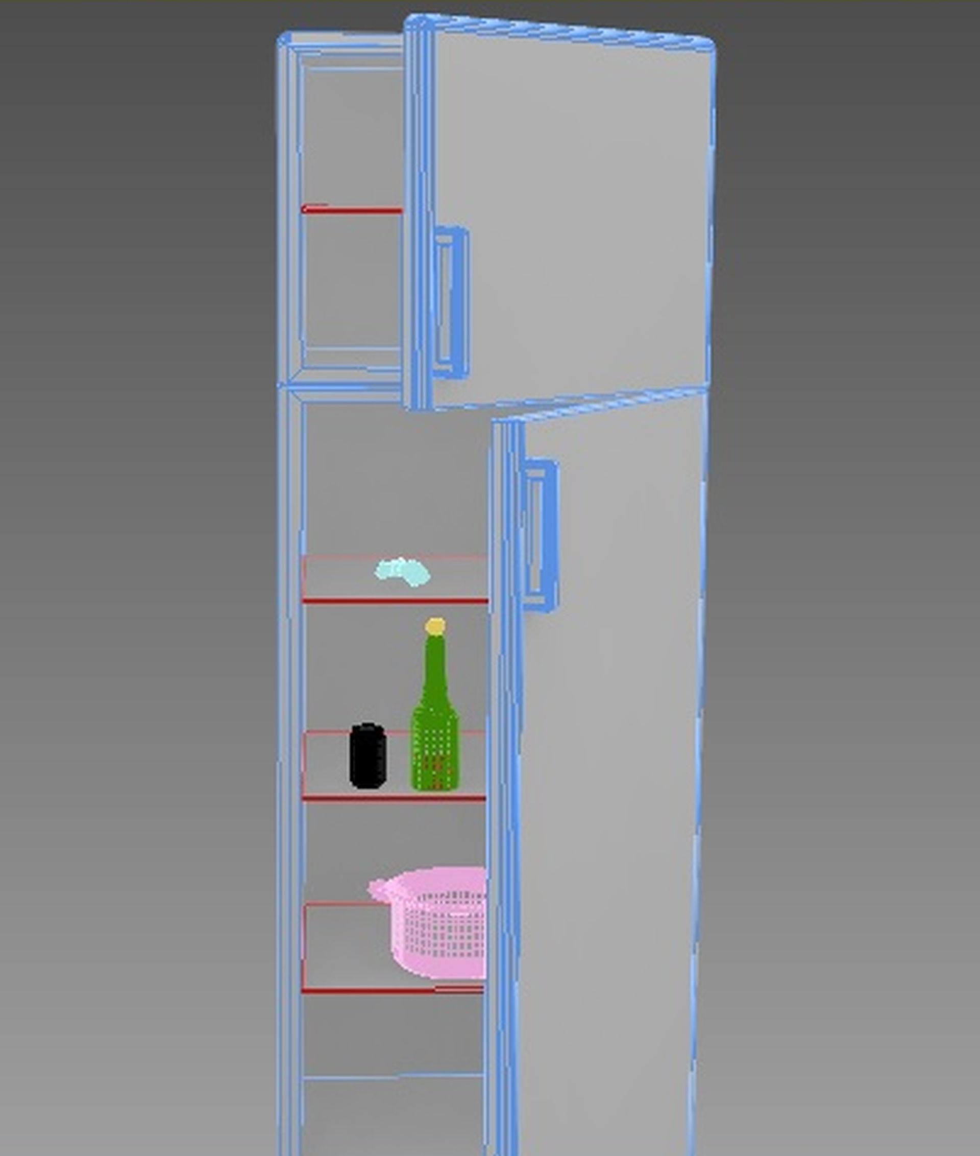 Fridge simple Low-poly 3D model_13