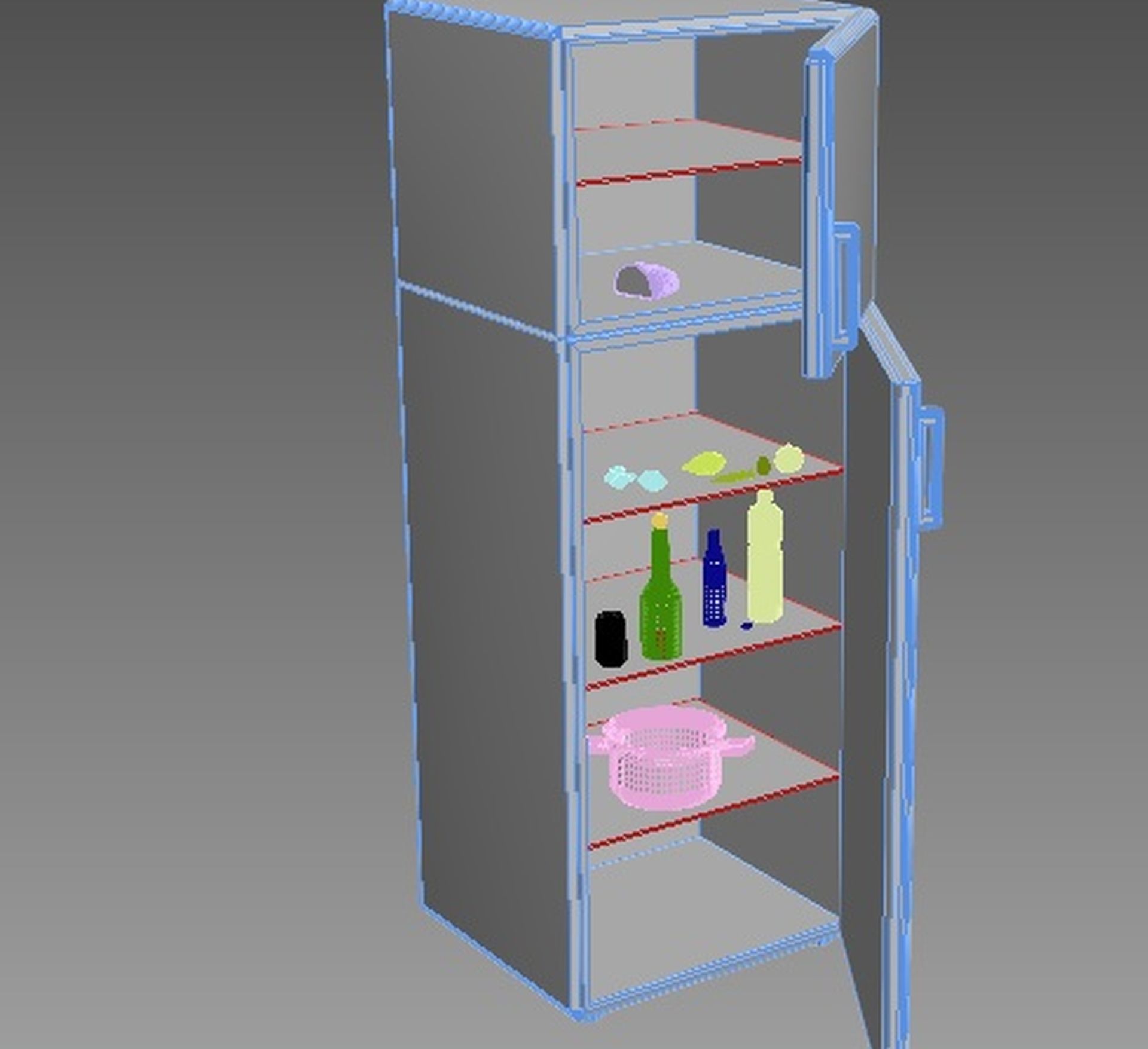 Fridge simple Low-poly 3D model_14