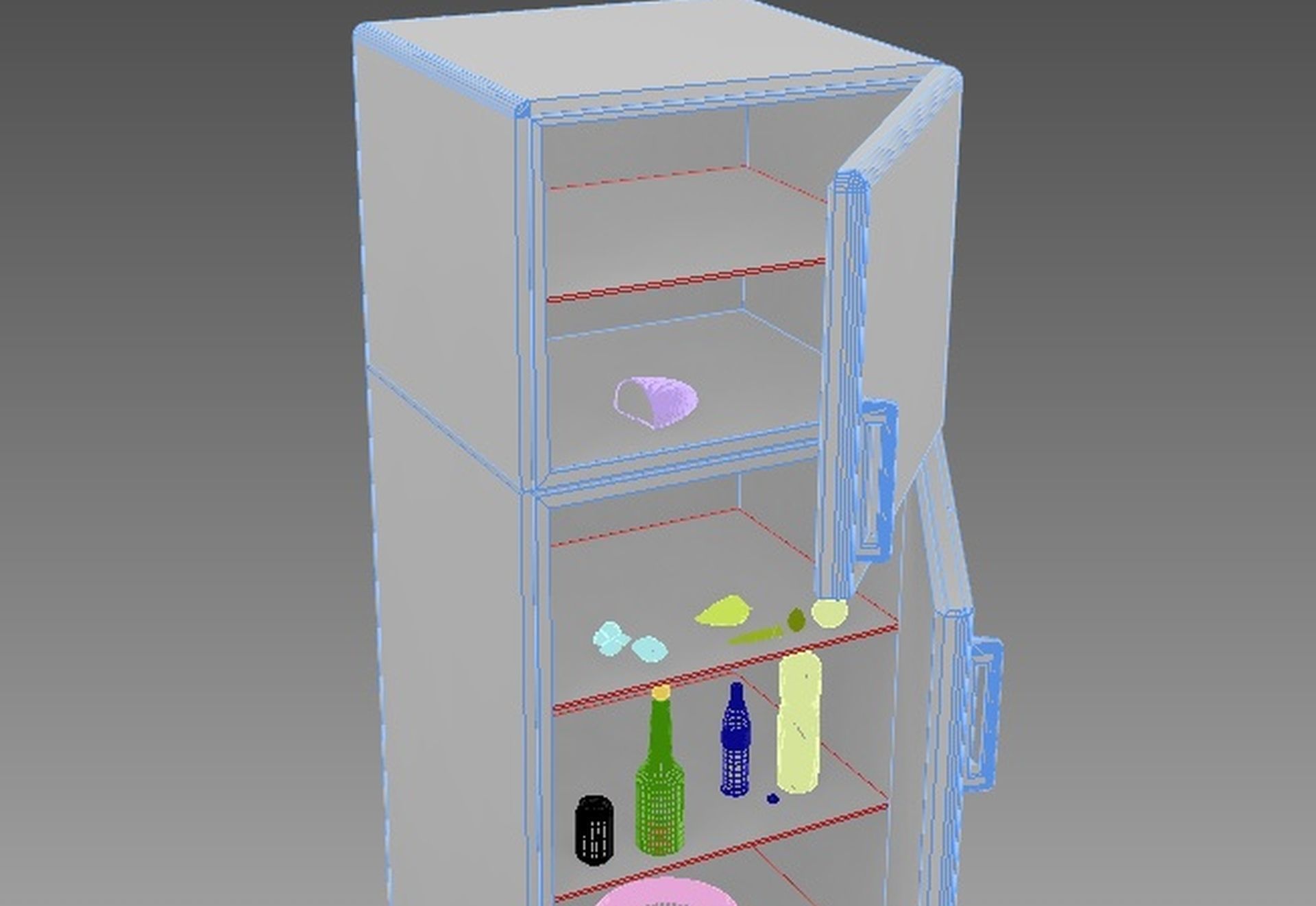 Fridge simple Low-poly 3D model_9