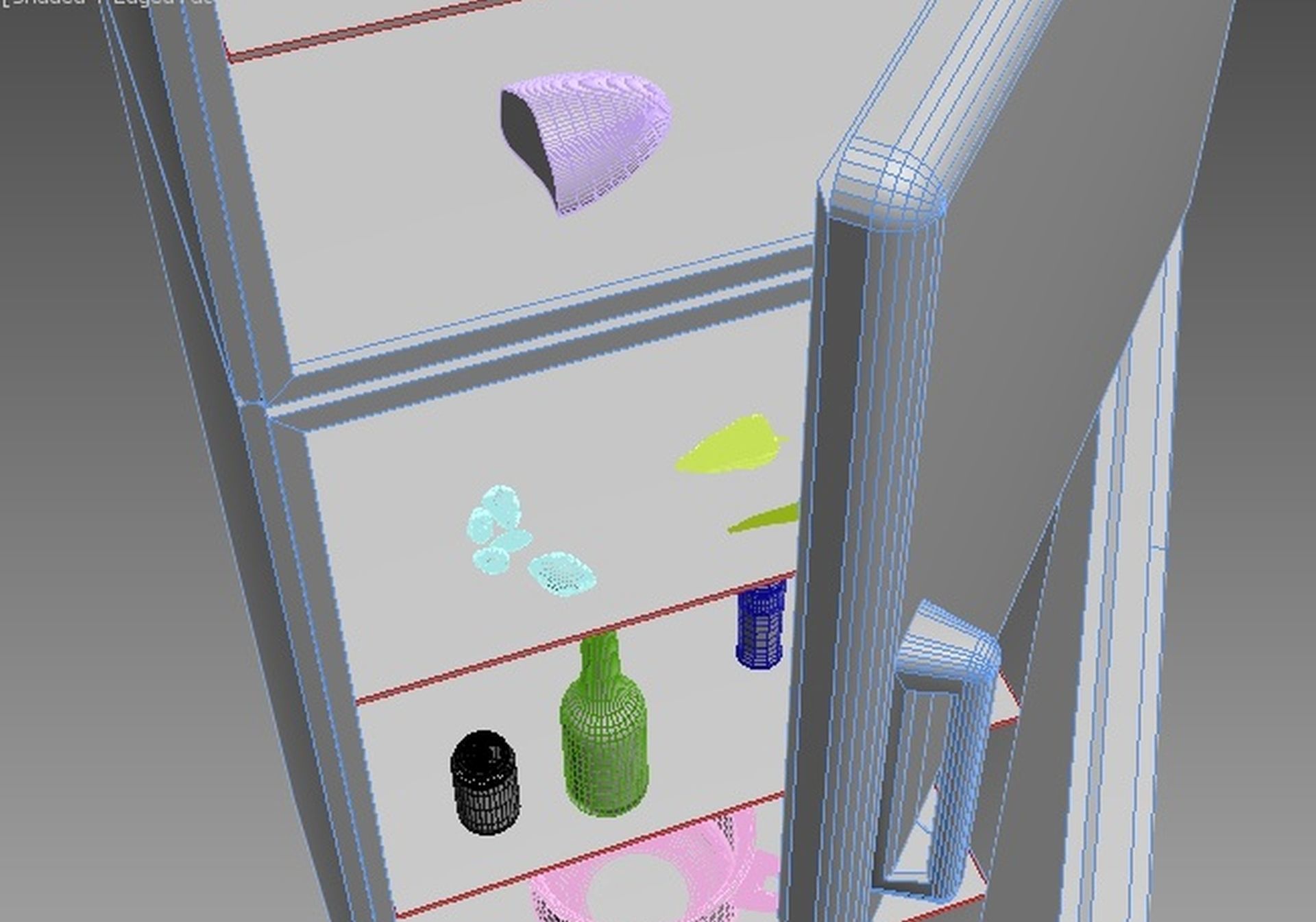 Fridge simple Low-poly 3D model_5