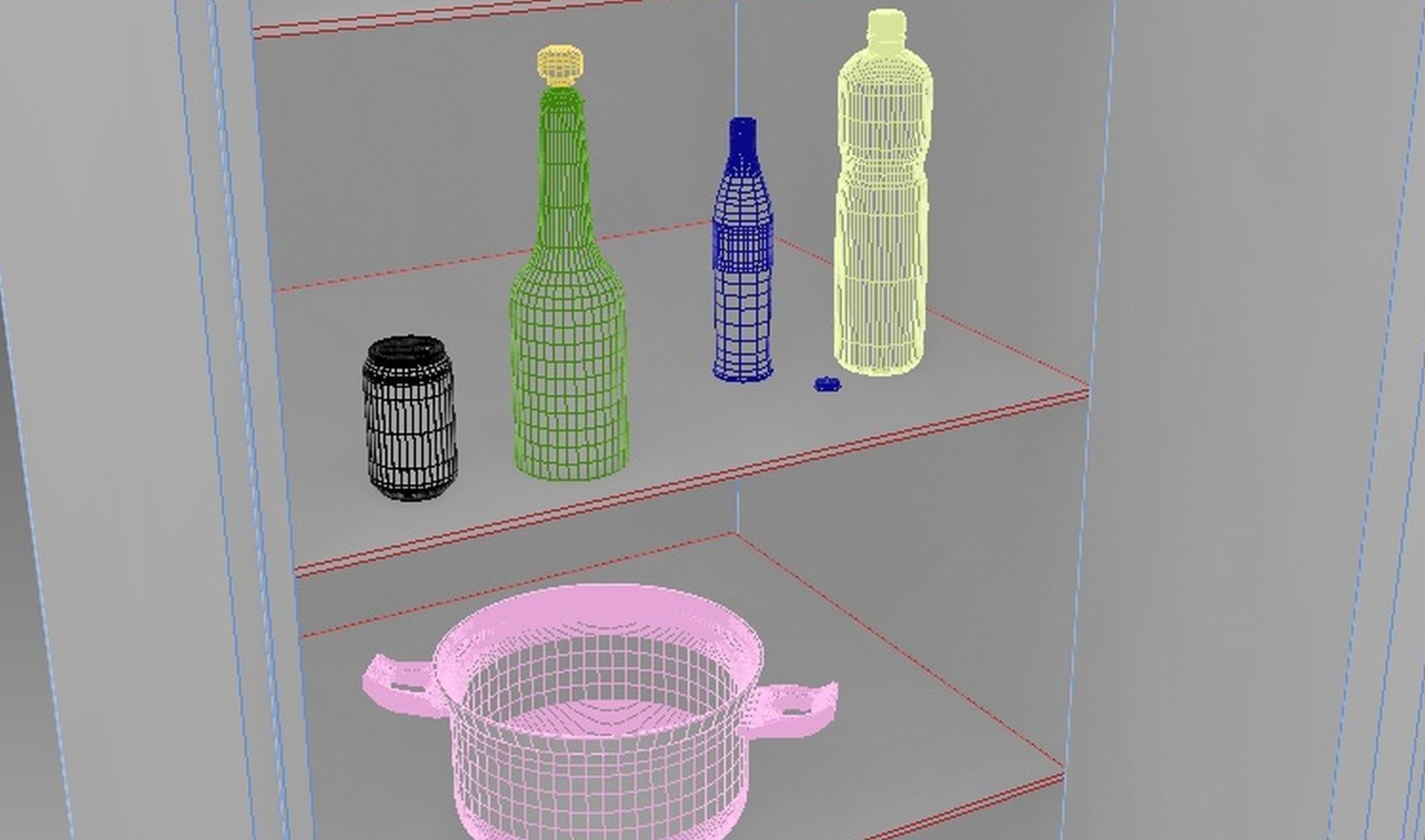 Fridge simple Low-poly 3D model_11