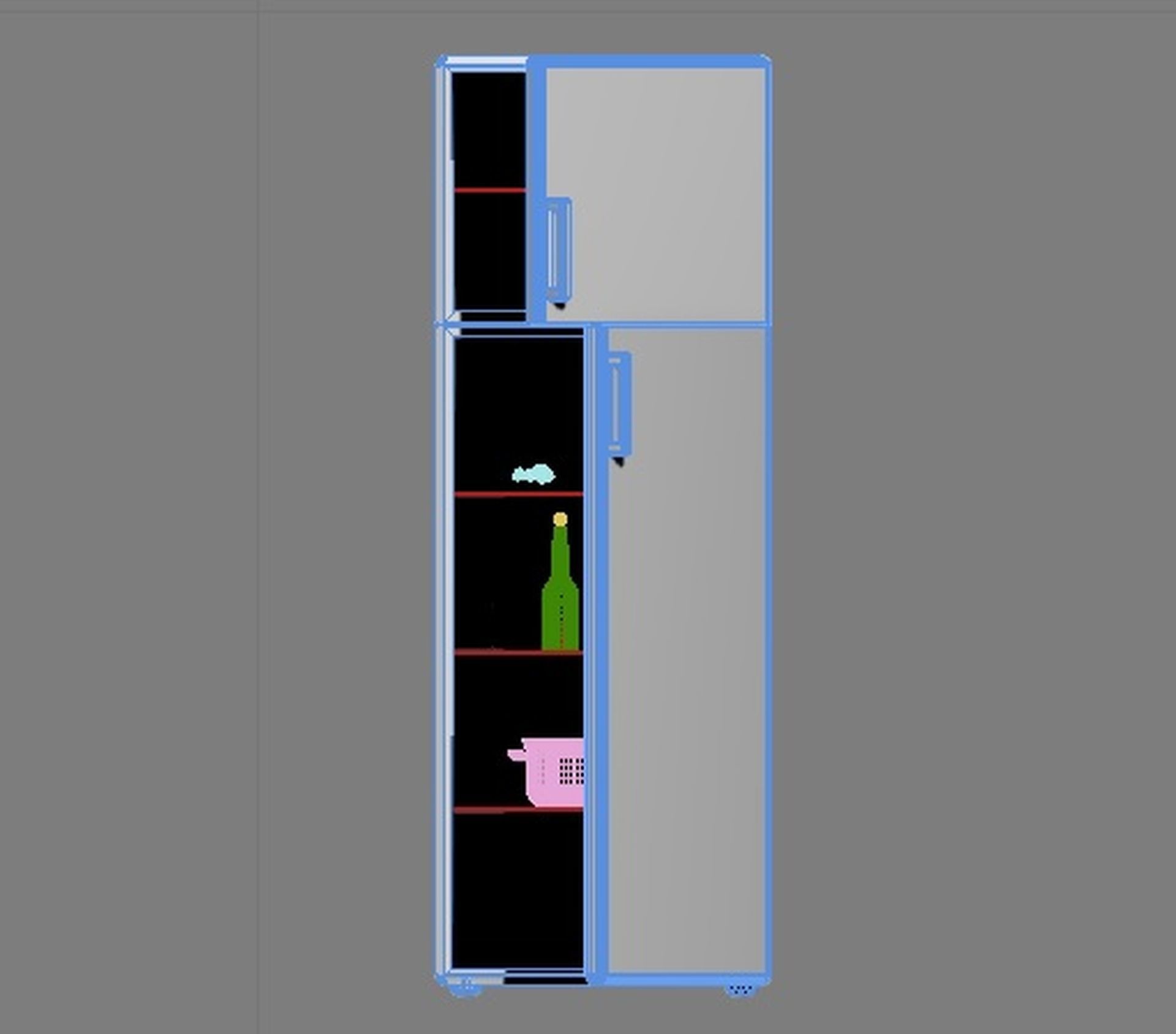 Fridge simple Low-poly 3D model_4