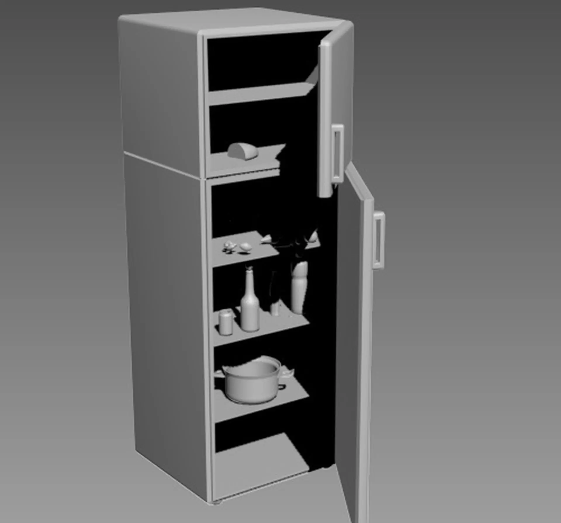 Fridge simple Low-poly 3D model_0