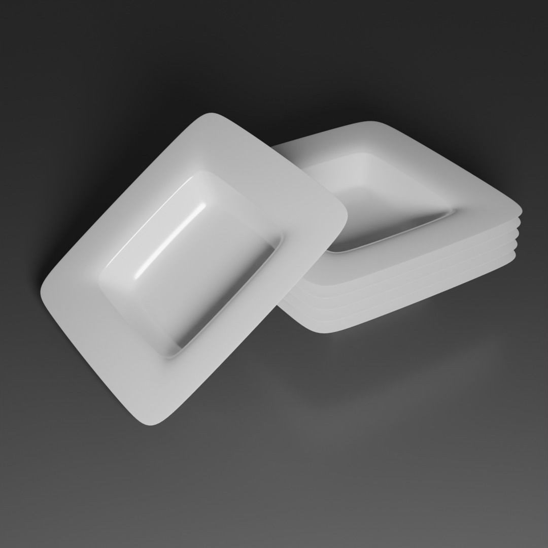 plates two square 3D model_1