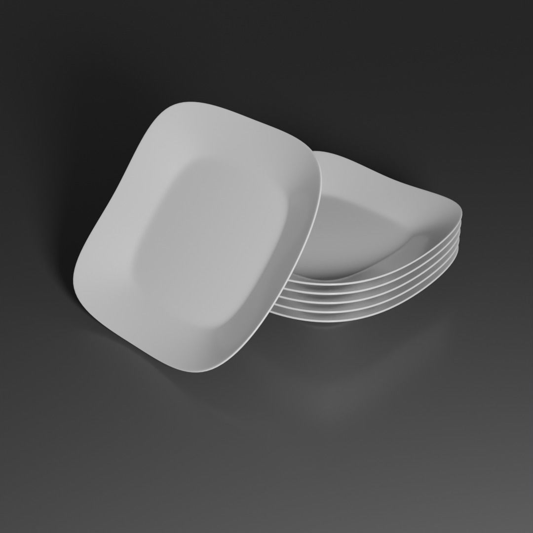 plates two square 3D model_5