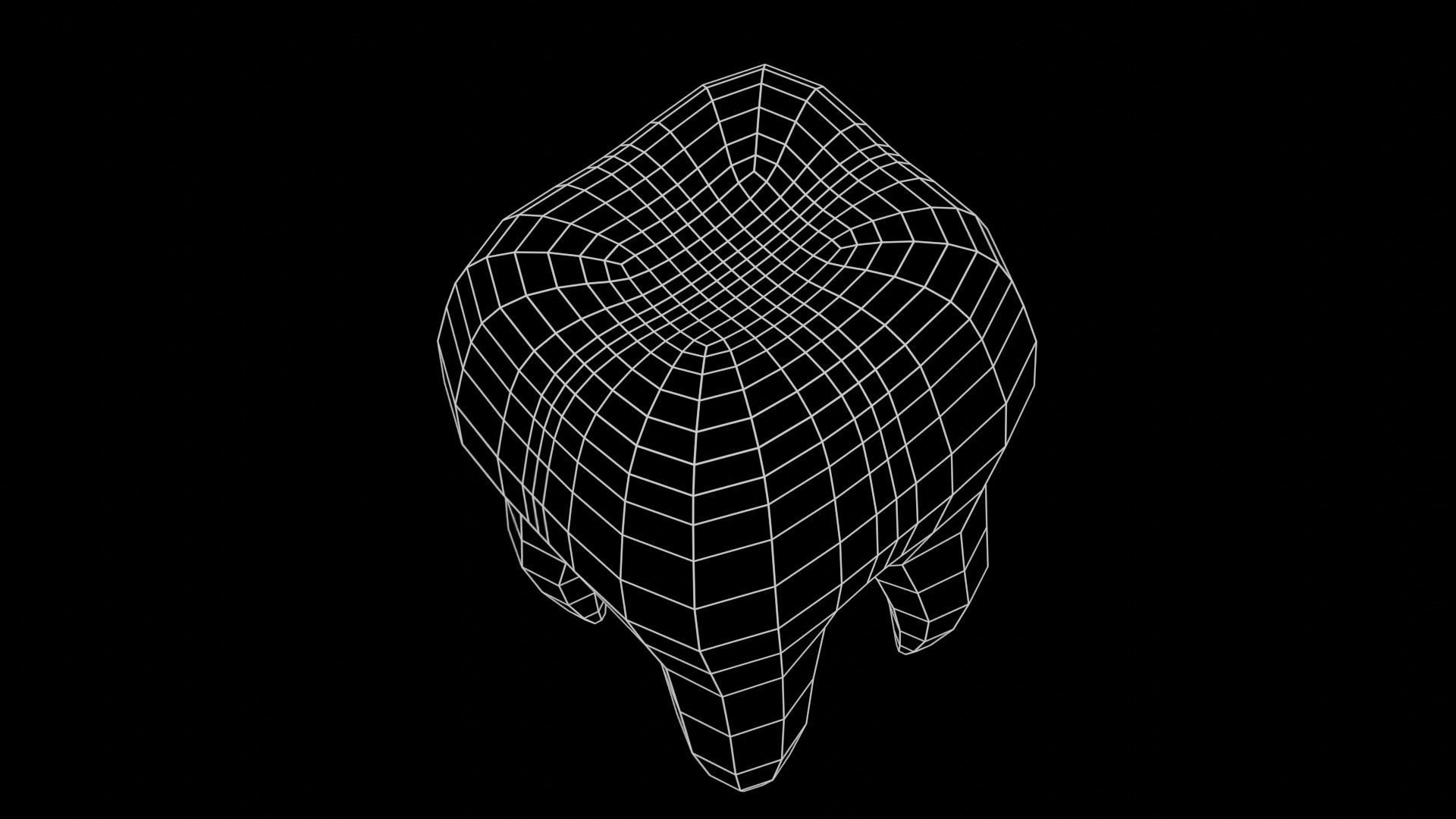 Tooth Cartoon semi-realistic Low-poly 3D model_17