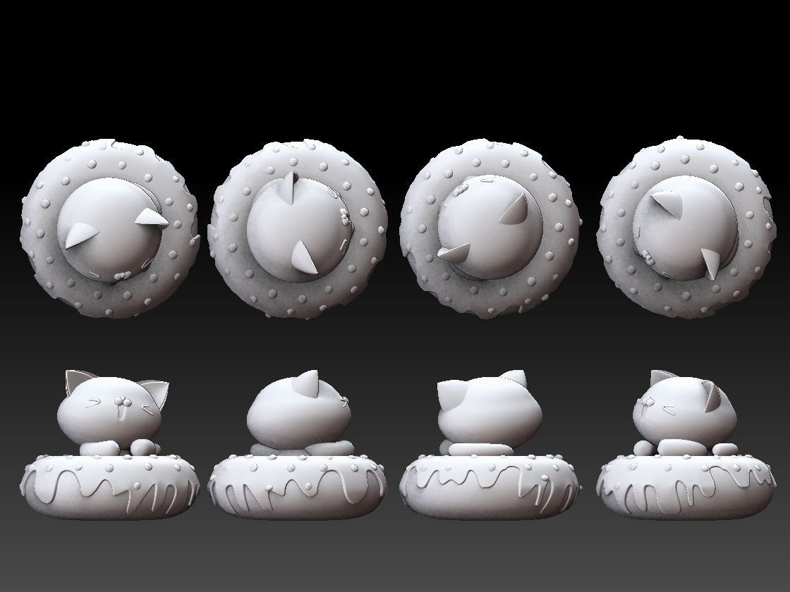 donut kitty 3D print model_4
