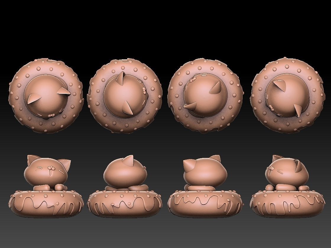donut kitty 3D print model_3
