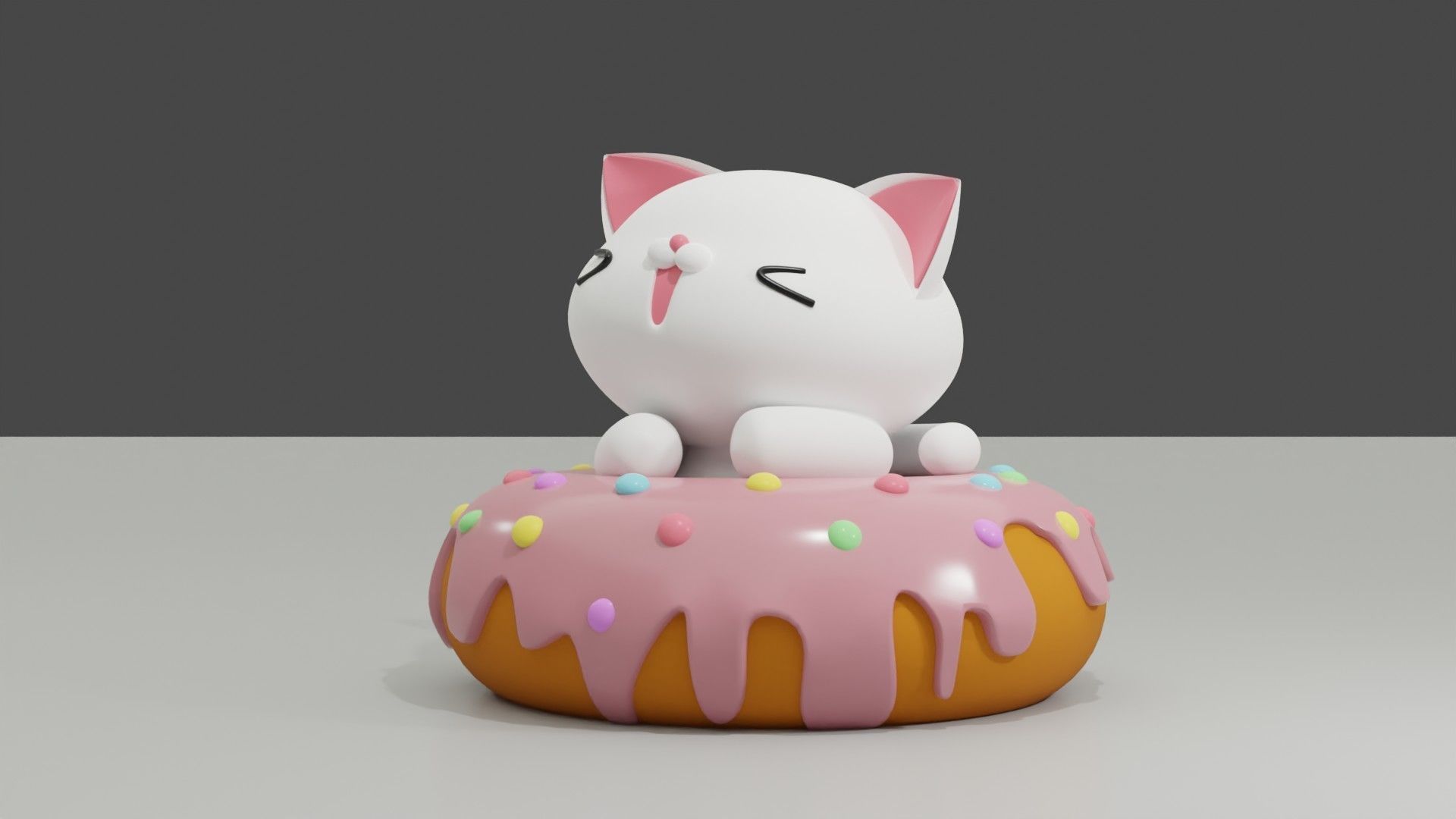 donut kitty 3D print model_1