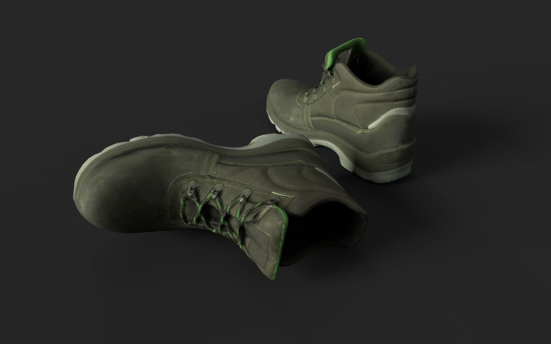 Pair of Boots Low-poly 3D model_2