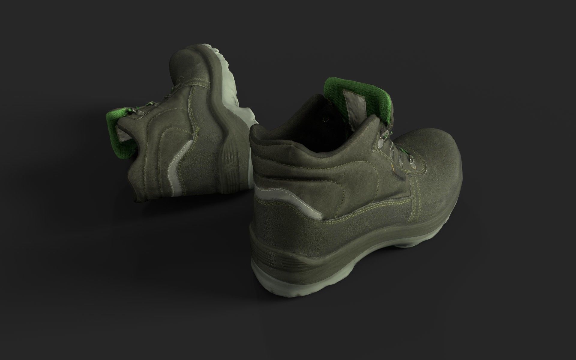Pair of Boots Low-poly 3D model_3