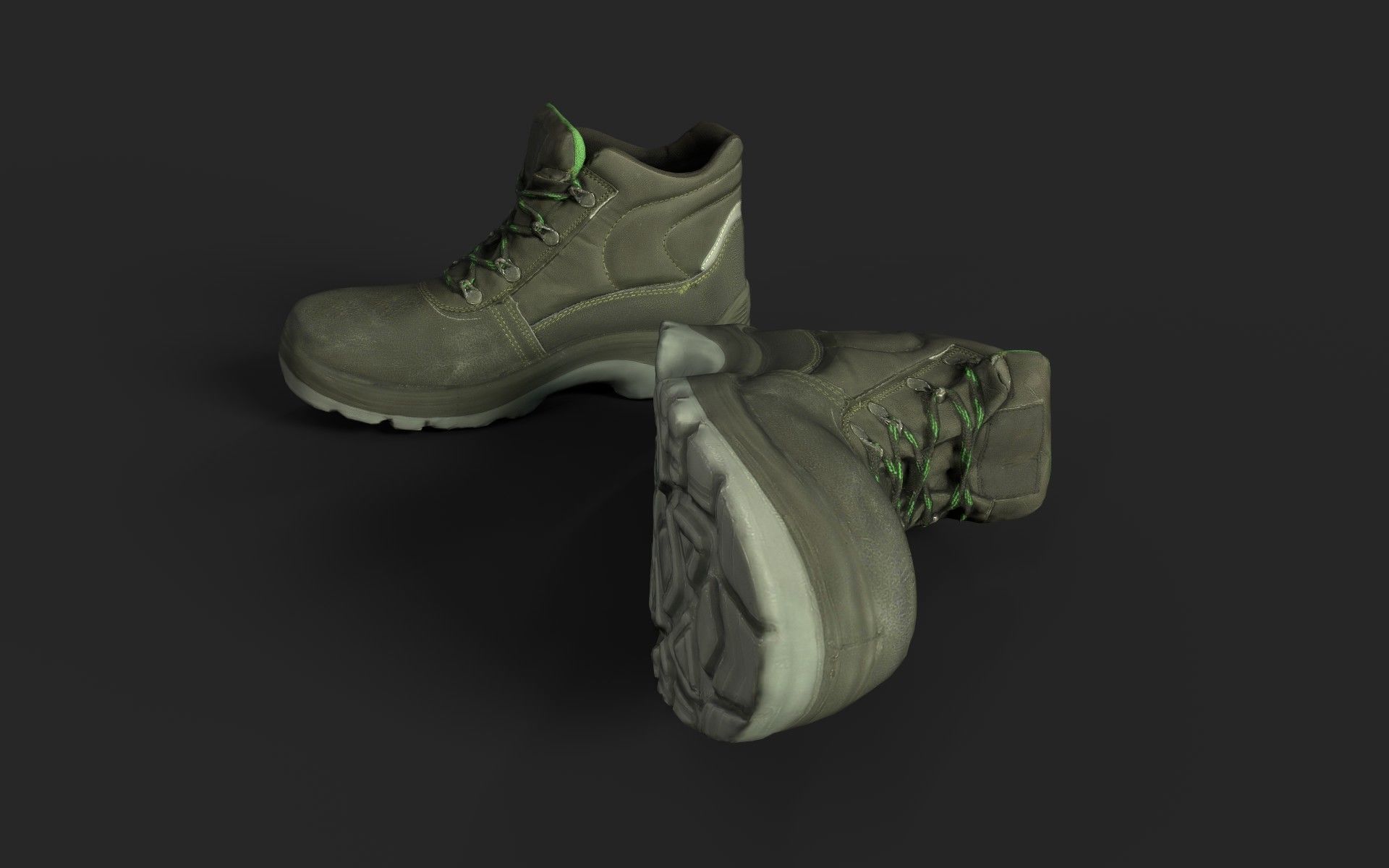 Pair of Boots Low-poly 3D model_1