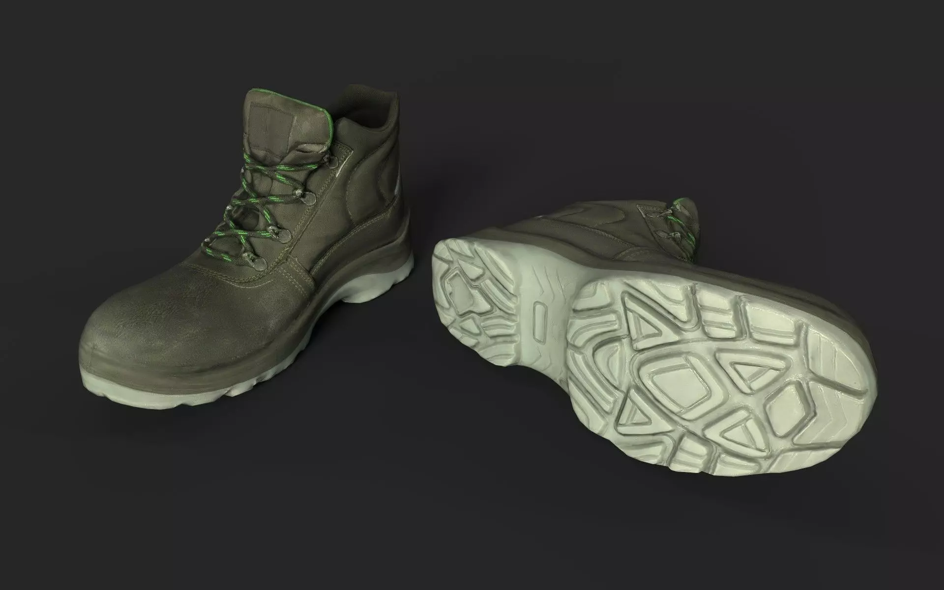 Pair of Boots Low-poly 3D model_0