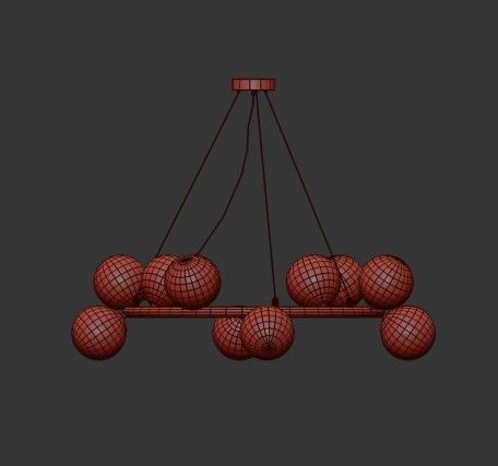 Berries Chandelier Amber D90 3D model_1